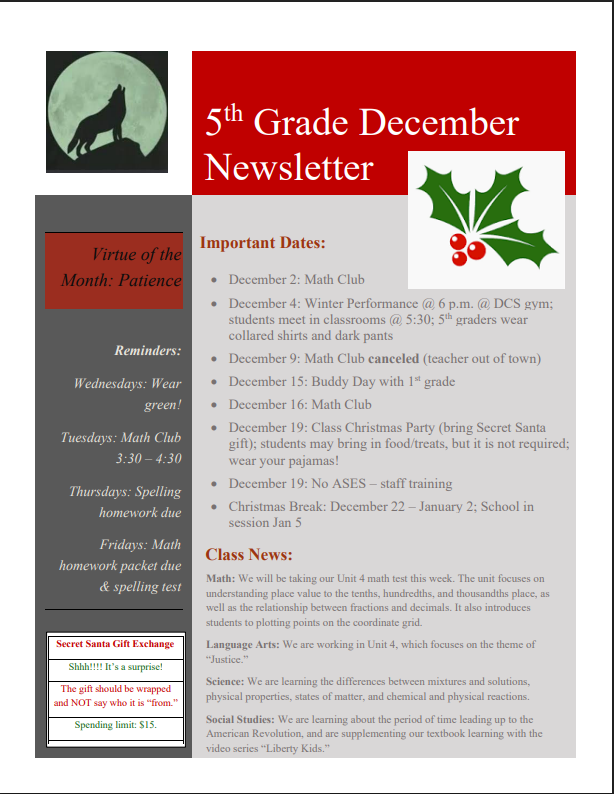December Newsletter
