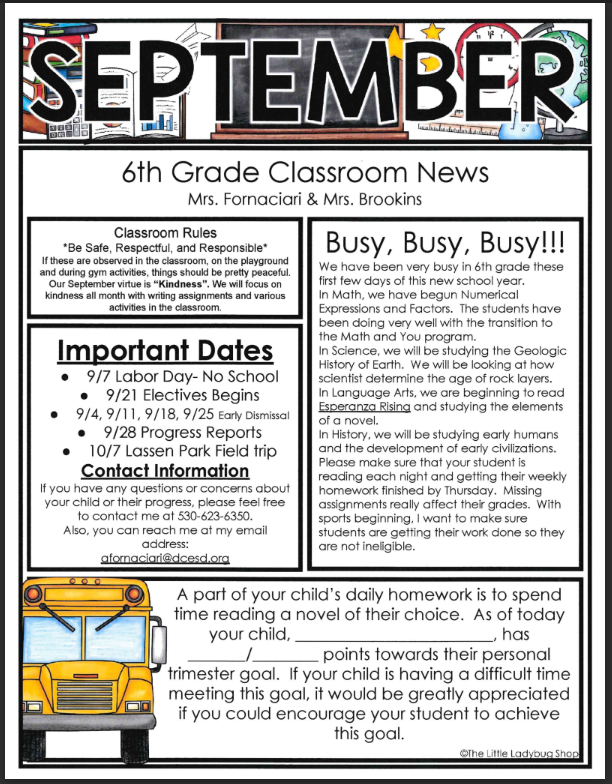 6th Grade Newsletter