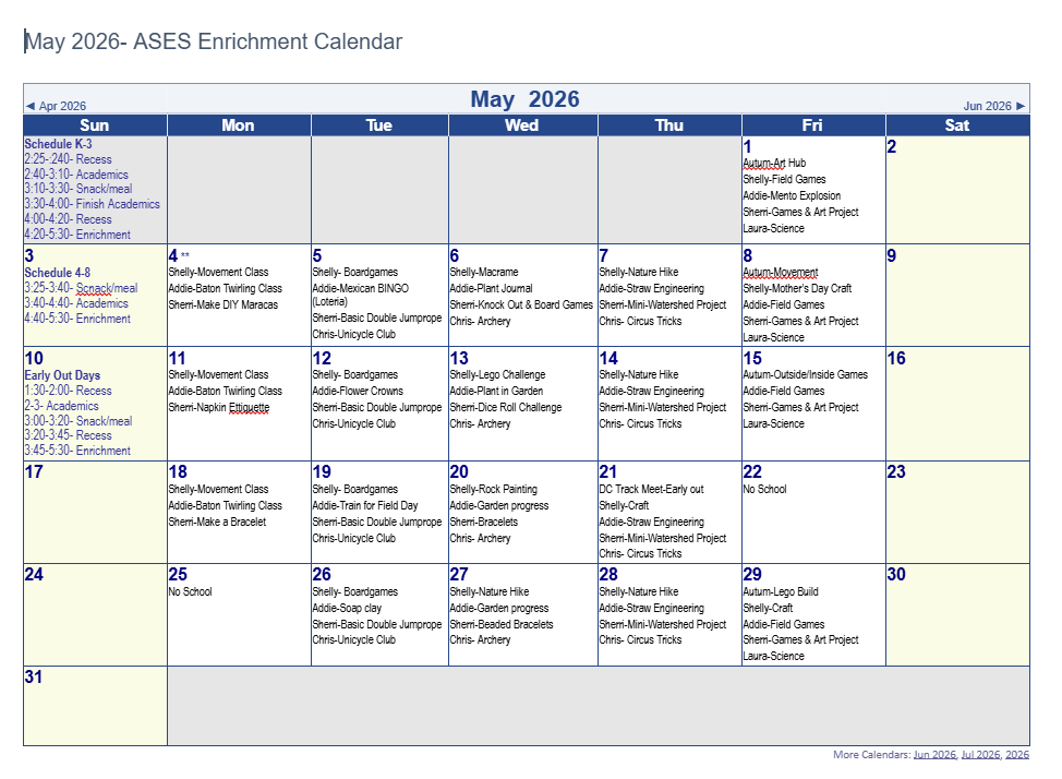 ASES Calendar for November 2025